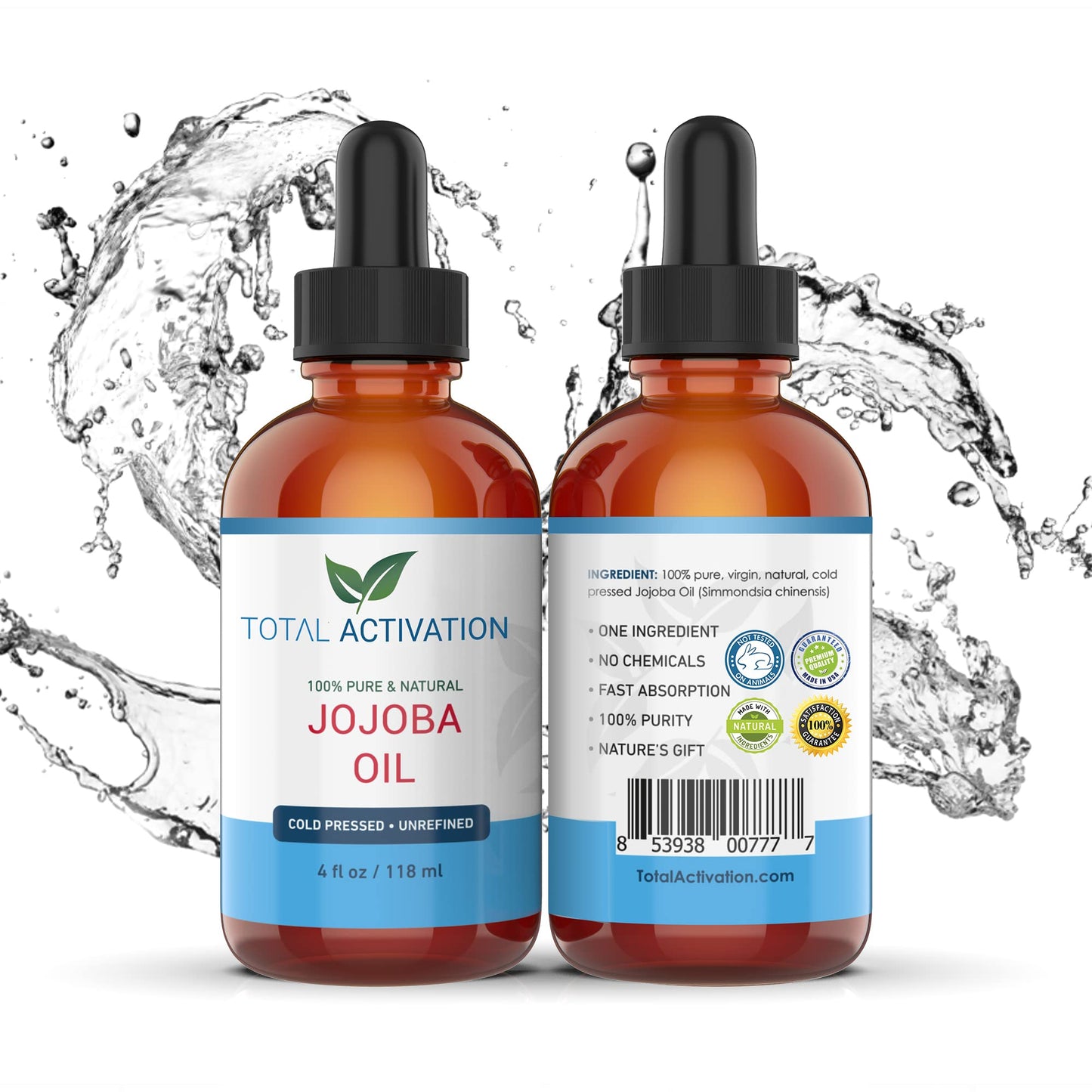 Total Activation Organic Jojoba Oil for Skin, Hair & Nails, 100% Pure Natural Unrefined Cold Pressed, Natural Face Moisturizer, Hair Moisturizer Beauty & Personal Care Total Activation