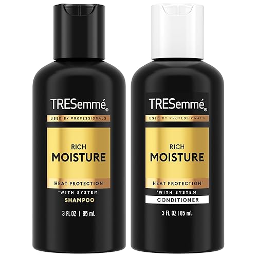 TRESemmé Travel Essentials, Rich Moisture Shampoo and Conditioner Set, Hydrating Hair Detangler with Hyaluronic Acid, 3 Oz Ea Beauty & Personal Care TRESemmé