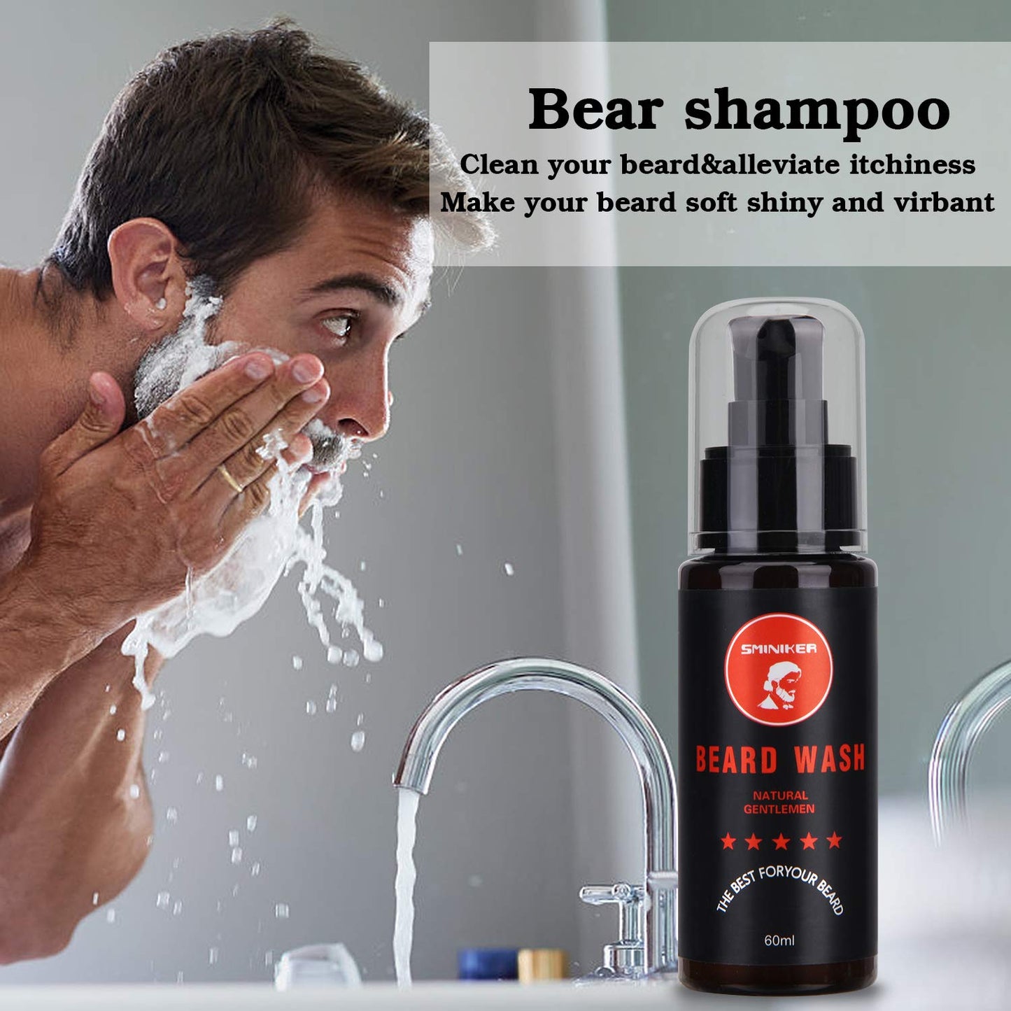 SMINIKER Beard Grooming Kit, Beard Oil, Beard Balm, Beard Shampoo, Beard Conditioner, Beard Brush, Beard Comb and Beard Mustache Scissors Beard Care Beauty & Personal Care SMINIKER