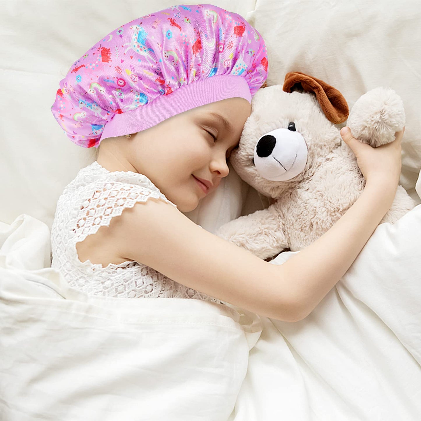 4 PCS Kids Satin Bonnet Child Sleeping Cap,Soft Silk Bonnet Elastic Wide Band,Breathable Baby Bonnets Night Sleep Caps,Colorful Night Hats for Girls Beauty & Personal Care COCPOK