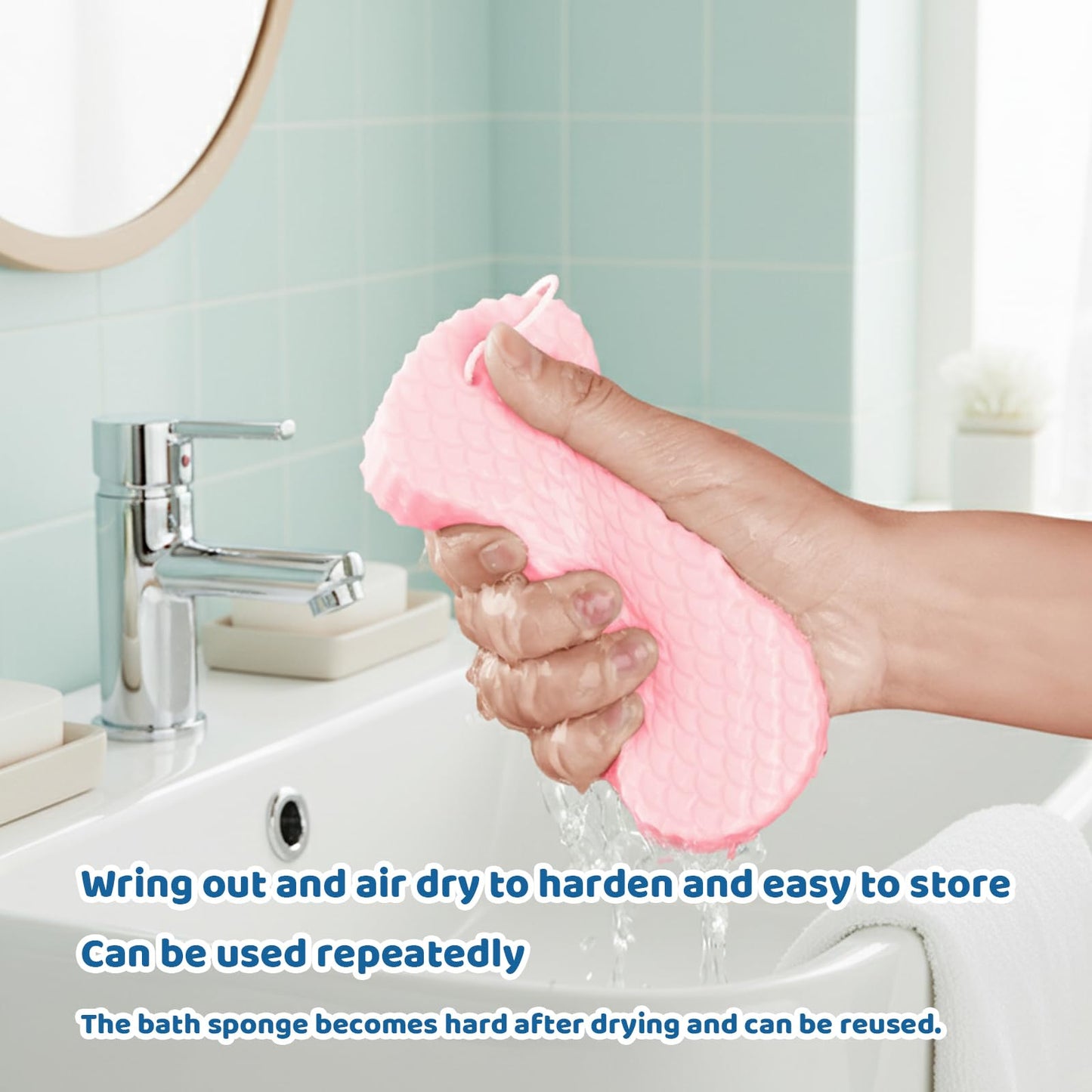 4PCS Magic Exfoliating Bath Sponge Set, Exfoliating Sponge, Exfoliating Bath Sponge Suitable for All Skin Types, Travel Friendly Beauty and Personal Care CZFSWT