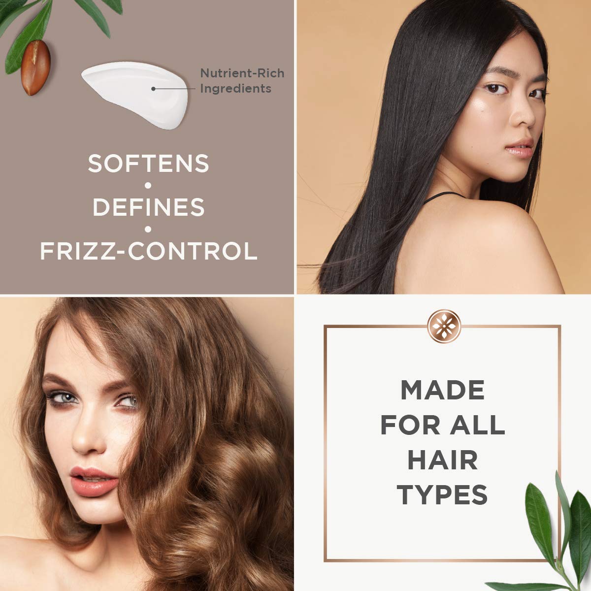 Argan Magic Nourishing Hair Cream - Hydrates, Conditions, and Eliminates Frizz for All Hair Types | Seals in Shine | Made in USA, Paraben Free Beauty & Personal Care Argan Magic