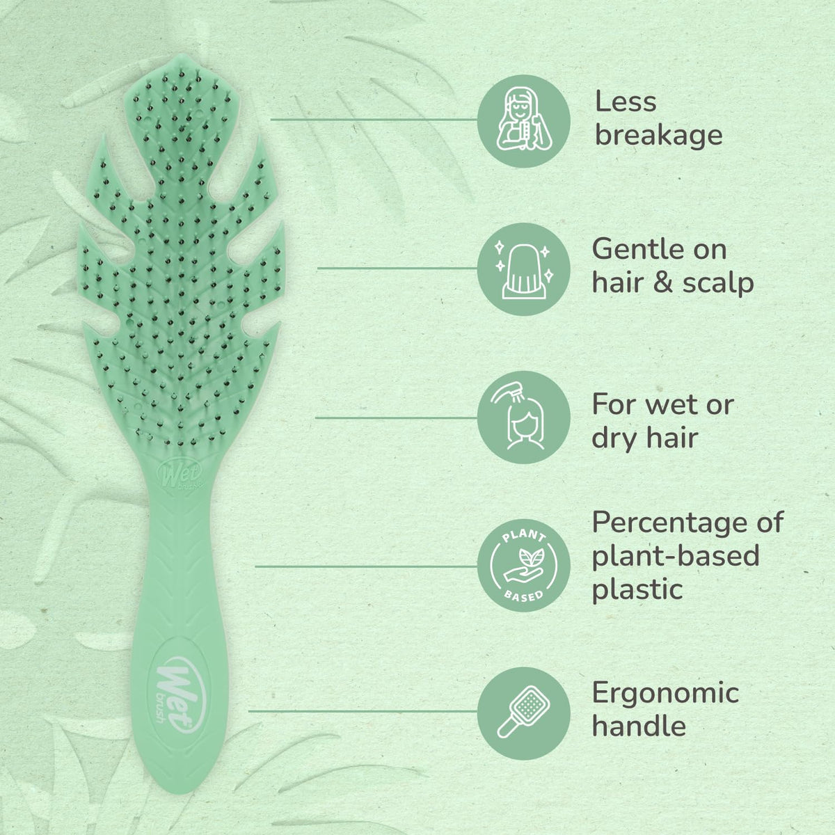 Wet Brush Go Green Hair Detangler Brush, Green - Detangling Hair Brush - Ultra-Soft IntelliFlex Bristles Glide Through Tangles & Gently Loosens Knots