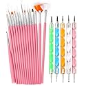20pc Nail Art Painting Brush Pen Tools Kit UV Gel Building Drawing Linering Brushes Set Mandala Nail Dotting Pens (Pink) Beauty & Personal Care Lifextol