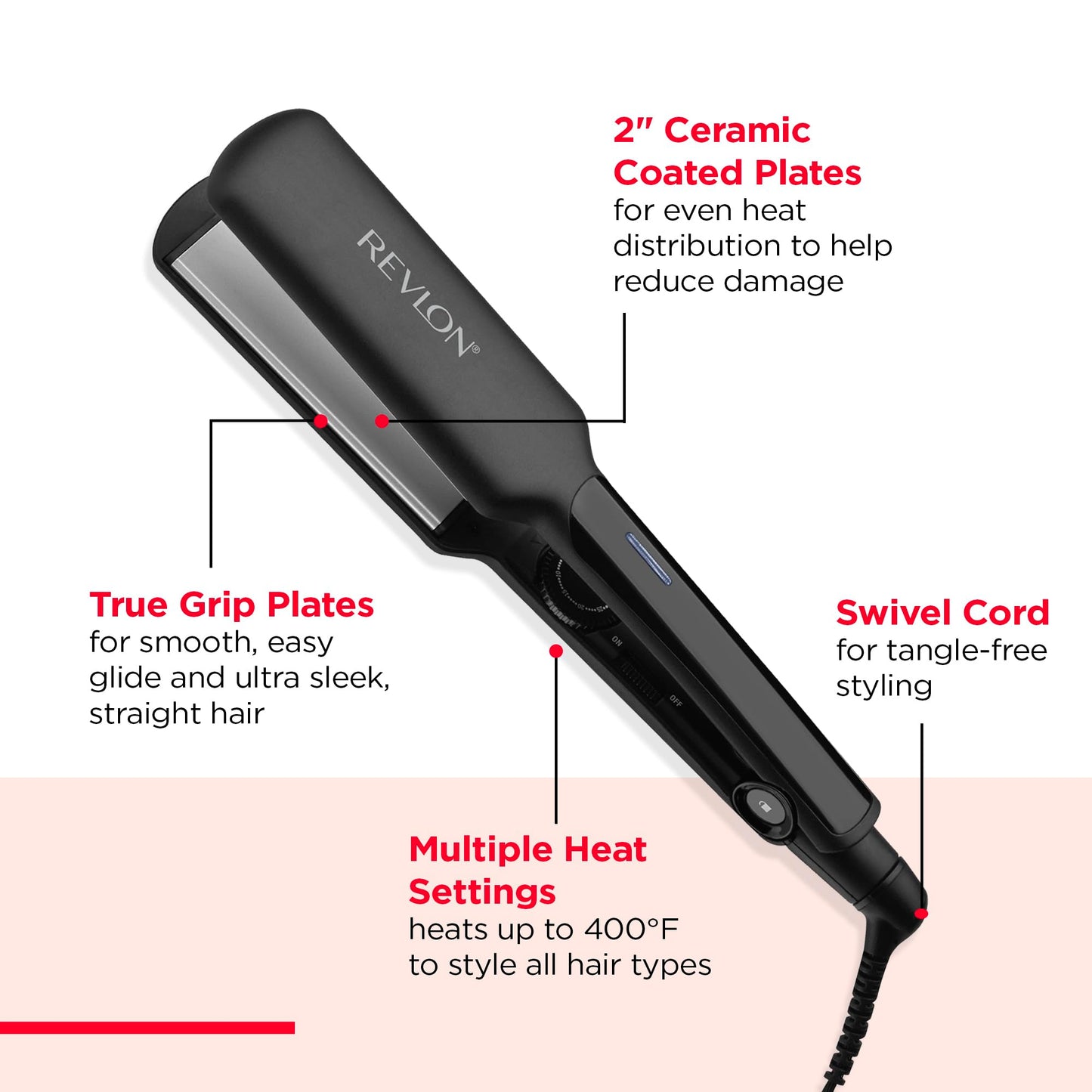 REVLON Smooth and Straight Ceramic Flat Iron | Fast Results, Smooth Styles (2 in) Beauty & Personal Care REVLON