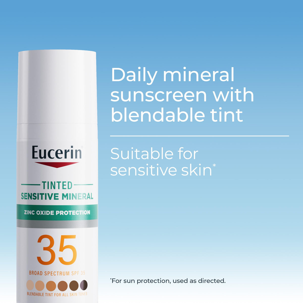 Eucerin Sun Tinted Sensitive Mineral Face Sunscreen Lotion SPF 35, Non-Comedogenic Mineral Sunscreen with Gentle Zinc Oxide Protection for Sensitive Beauty & Personal Care Eucerin