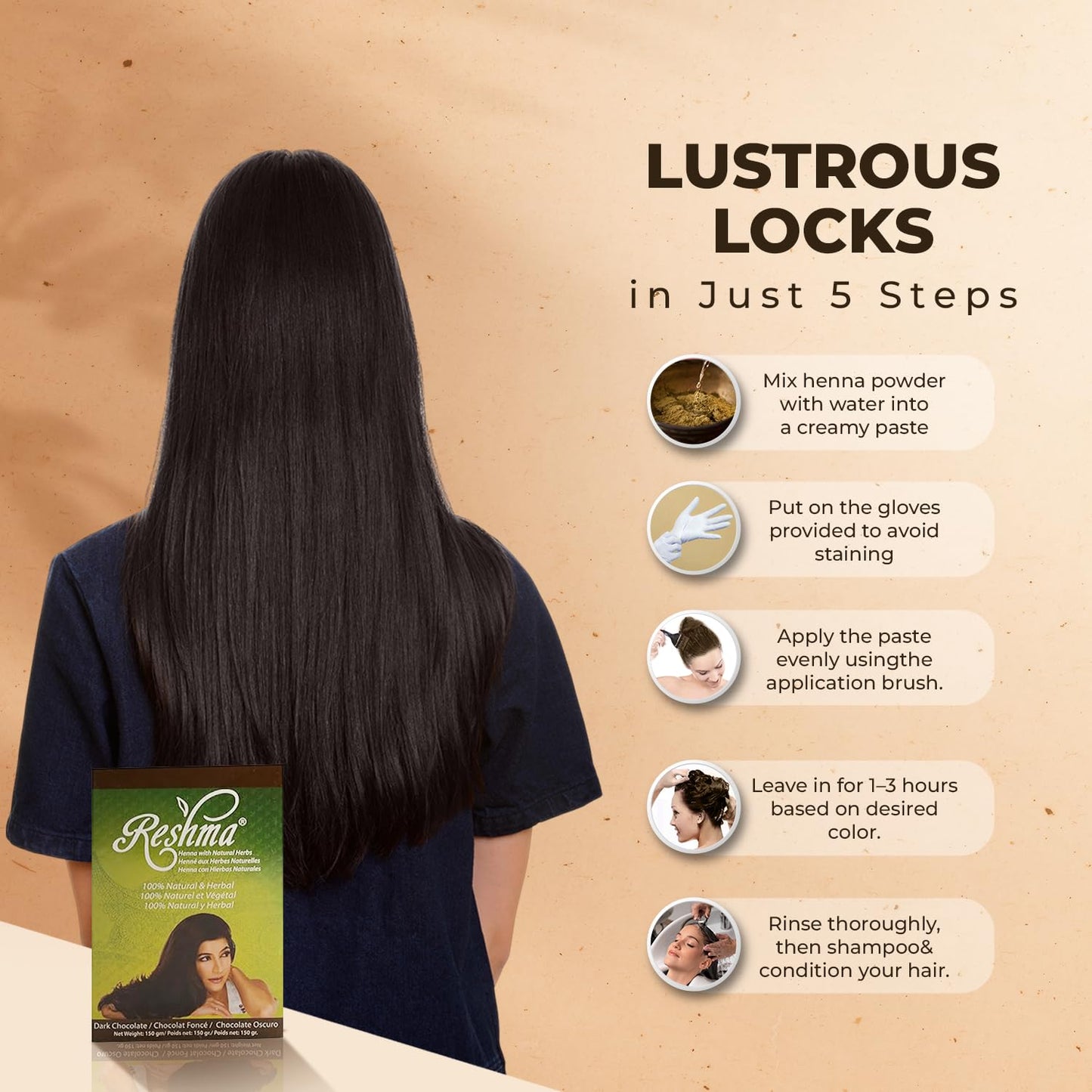 Reshma Beauty Ayurvedic Henna Hair Color Blend - Henna & Indigo with Herbal Extracts - Natural Deep Brown/Dark Chocolate Hair Color for Gray Blending Beauty & Personal Care Reshma Beauty