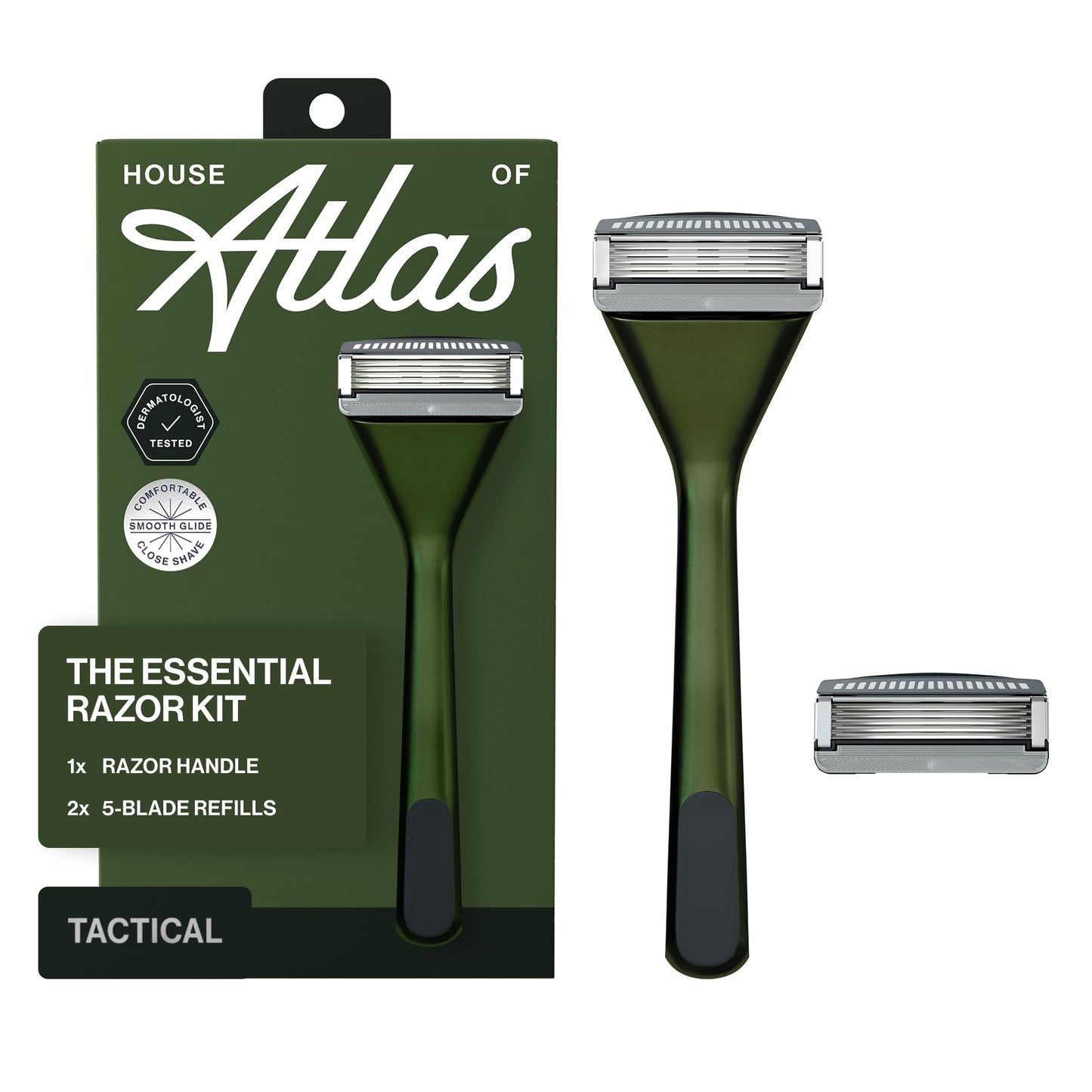 House of Atlas, Razors for Men - Mens Razors for Shaving with Handle & 2 Razor Blade Refills, 5-blade Precision Trim Edge, Smooth Close Shave Beauty and Personal Care House of Atlas