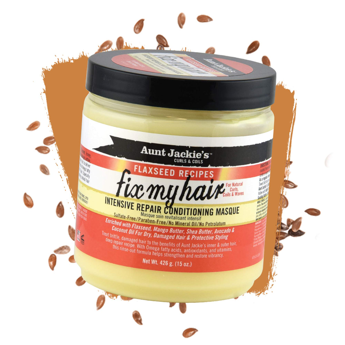 Aunt Jackie's Flaxseed Recipes Fix My Hair, Intensive Repair Conditioning Masque, Helps Prevent and Repair Damaged Hair, 15 Ounce jar Beauty & Personal Care Aunt Jackie's