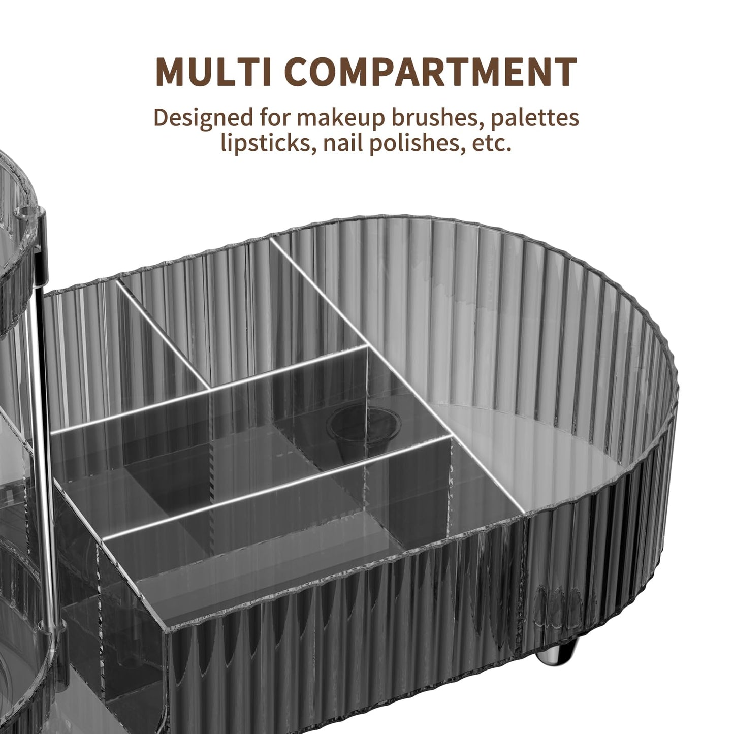 Makeup Organizer Countertop for Vanity, 360 Rotating Perfume Tray with 5-compartment Cosmetic and Skincare Organizers, Multi-Purpose Desk Storage Beauty and Personal Care Jywantful