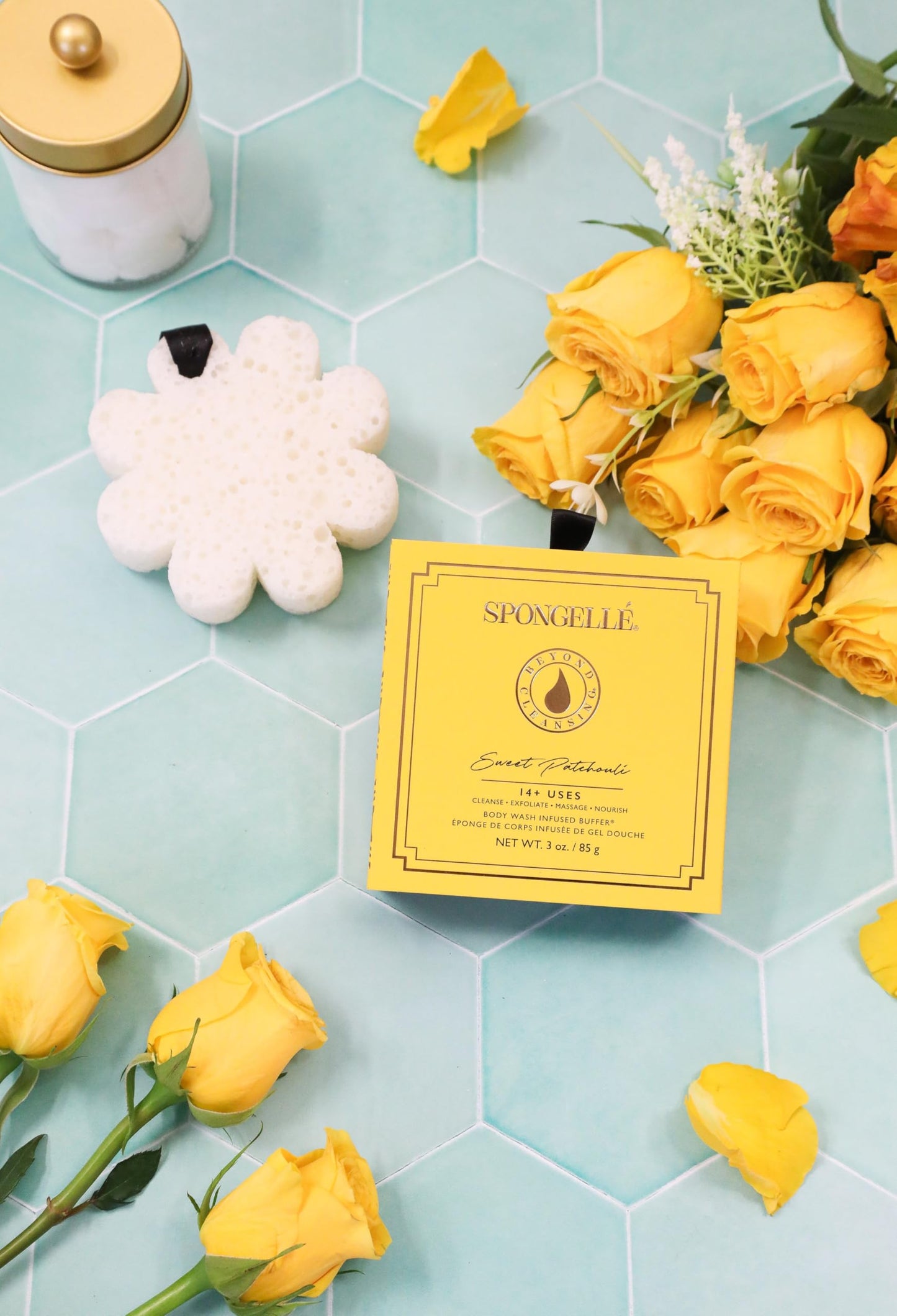 Spongellé Sweet Patchouli Wild Flower Bath Sponge with Box for Mothers Day Gift - Built-in Body Wash & Body Scrubber, Shower Loofah Sponge for Women Beauty and Personal Care SPONGELLÉ