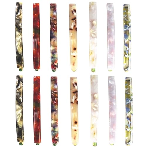 MIAO JIN 14 Pcs Hair Clips Bobby pins Acetate Barrettes Hair Accessories Fashion Geometric Bobby Hair Clips (7 Design) Beauty & Personal Care MIAO JIN