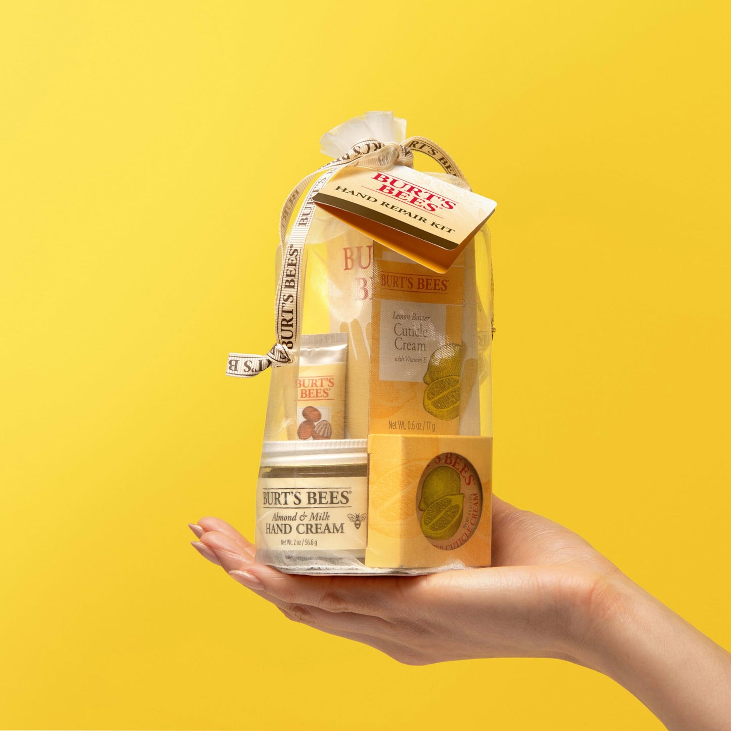 Burt's Bees Hand Repair Set, Almond Milk Hand Cream, Lemon Butter Cuticle Cream, Shea Butter Repair plus Cotton Gloves, Perfect for a Skin Care Beauty and Personal Care Burt's Bees