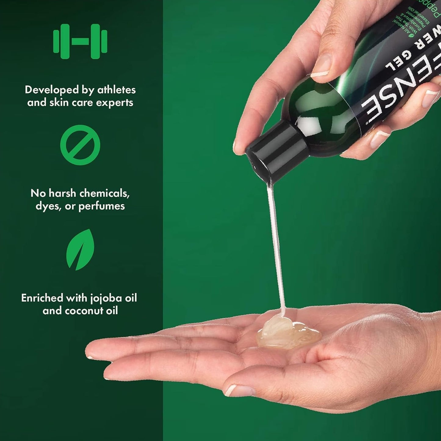 Defense Soap Peppermint Tea Tree Body Wash | All Natural Organic Shower Soap for Athletes | Odor Control & Skin Fungal Protection for Sports, Post Beauty & Personal Care Defense Soap
