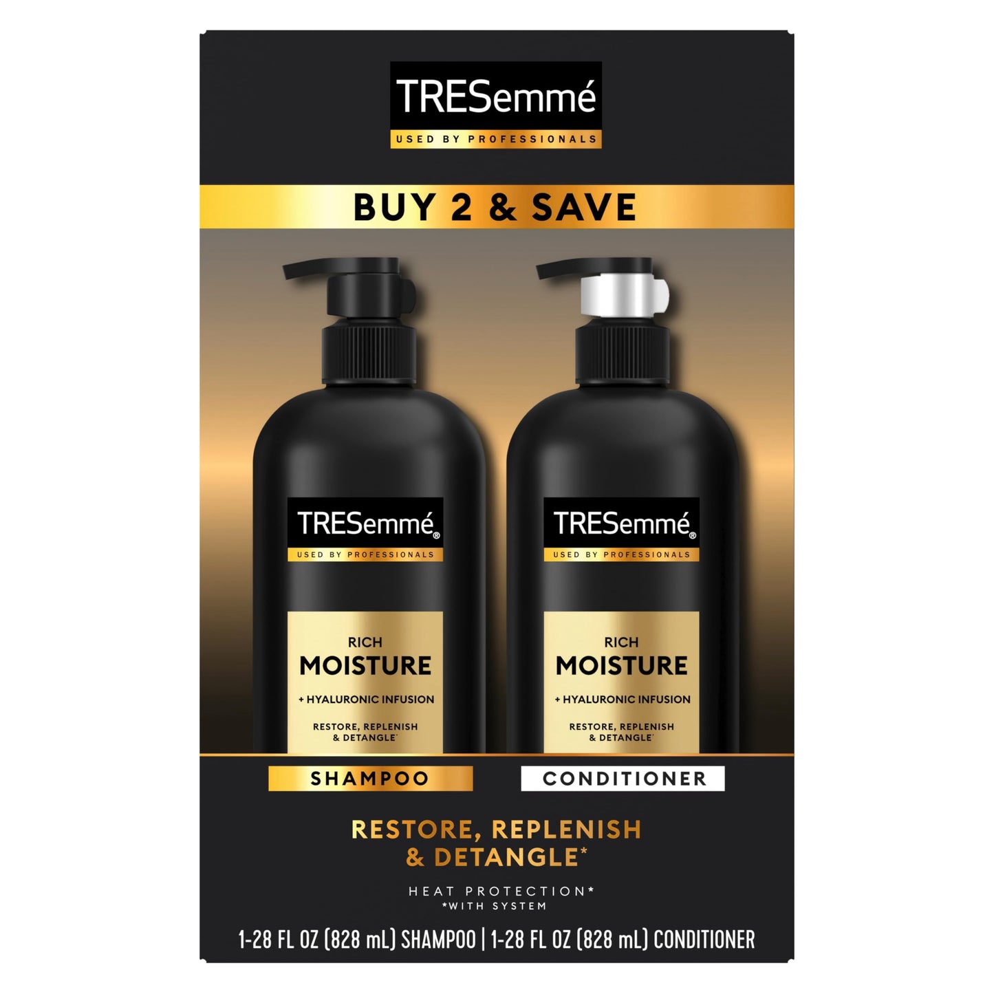 TRESemmé Rich Moisture Shampoo and Conditioner 2 Count Rich Moisture for Dry Hair Formulated With Vitamin E and Biotin 28 oz Beauty & Personal Care TRESemmé