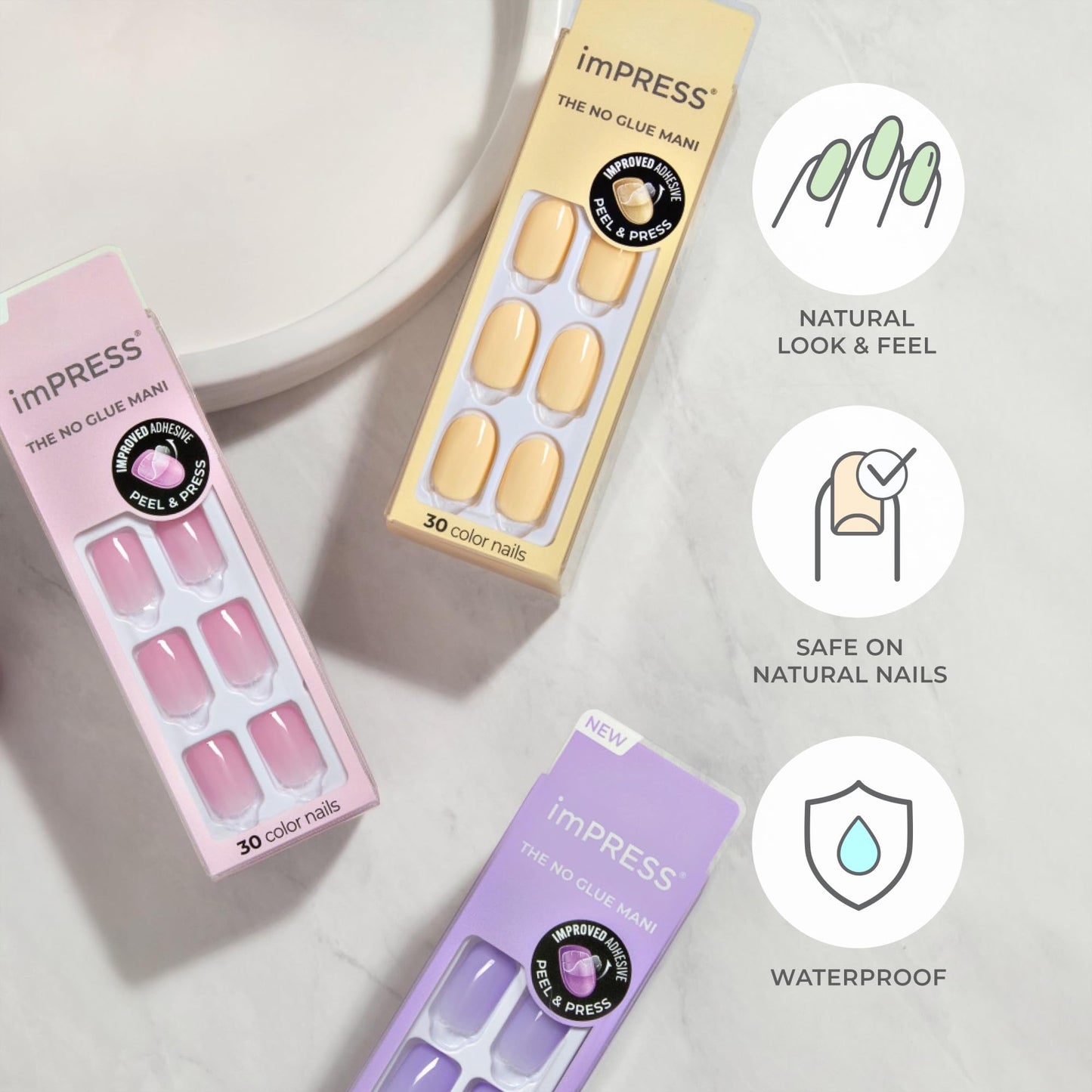 imPRESS Color Press On Nails, ‘'Sweet Mango', Solid Orange, Short Squoval, PureFit Technology, Patented Super Hold Adhesive, Chip Proof, Smudge Proof Beauty & Personal Care imPRESS