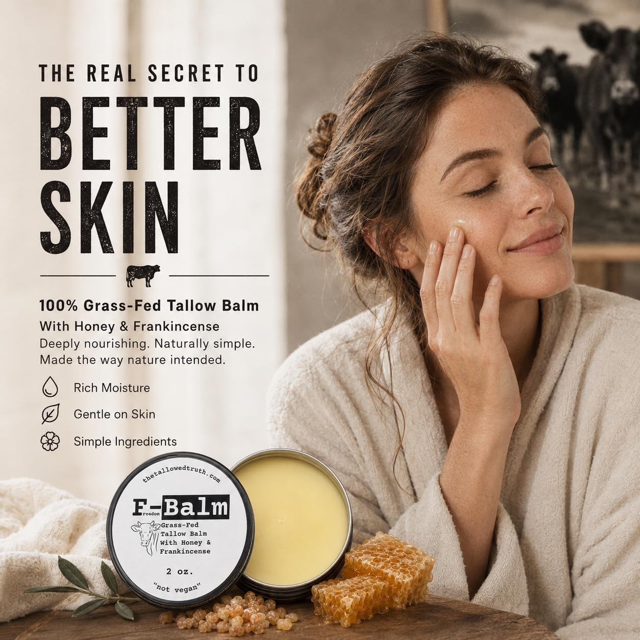Tallowed Truth Original Tallow Balm - Grass-Fed Beef Tallow for Skin & Face - 5 Ingredient Moisturizer - 2 oz - Tallow Face Cream Made in Canada Beauty & Personal Care The Tallowed Truth