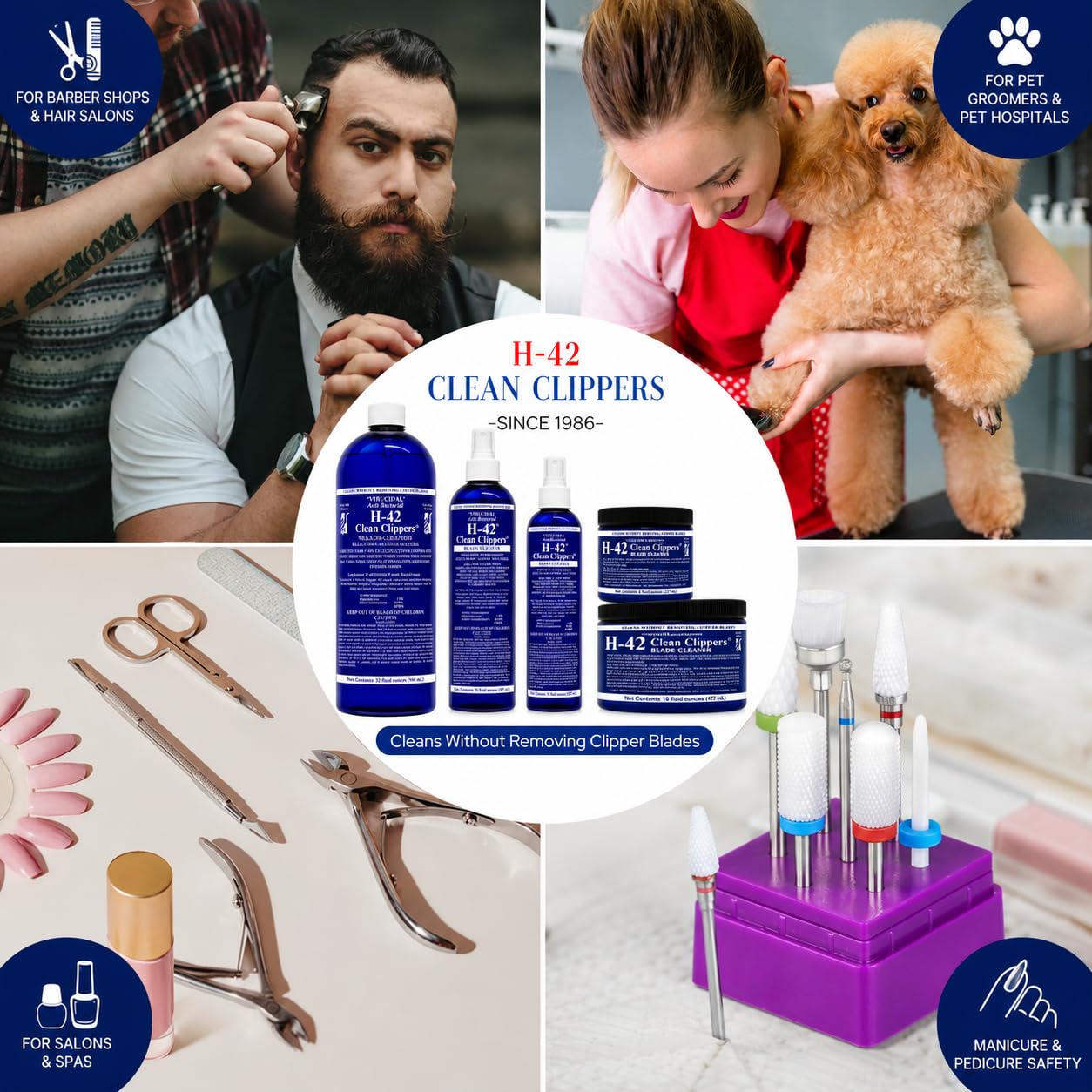 Skin Revolution H-42 Professional Clipper Blade Cleaner - Waterless, Cleans & Cools, 32oz Refill Bottle Beauty and Personal Care Skin Revolution