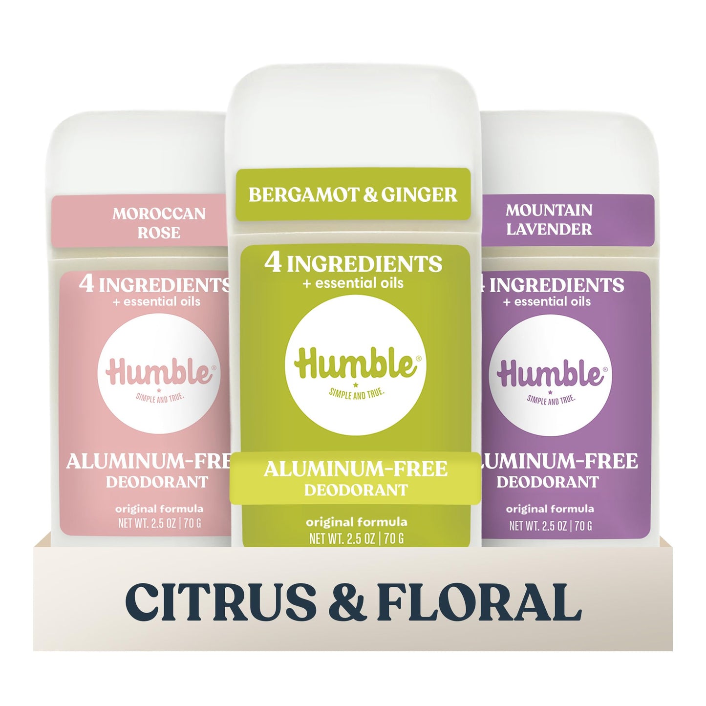 Humble Aluminum-Free Deodorant for Women & Men, Citrus & Floral Variety Pack - Clean & Fresh Natural Deodorant Stick with Essential Oils Beauty and Personal Care HUMBLE SIMPLE AND TRUE.