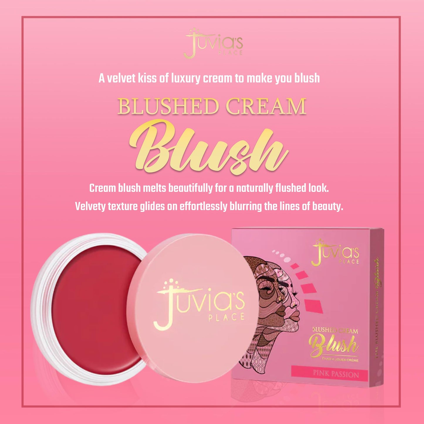 Juvia's Place Blushed Cream Blush - Pink Passion - Multi-Purpose Cream Blush for Cheeks & Lips - 2in1 Formula, Smooth, Blendable Texture for a Soft Beauty & Personal Care Juvia's Place