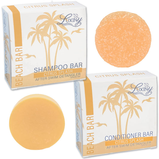 Luxiny Shampoo and Conditioner Bar Set - Sulfate Free, Moisturizing, All Hair Types (Citrus Splash) - 1 Shampoo Bar, 60g & 1 Conditioner Bar, 50g Beauty & Personal Care Luxiny