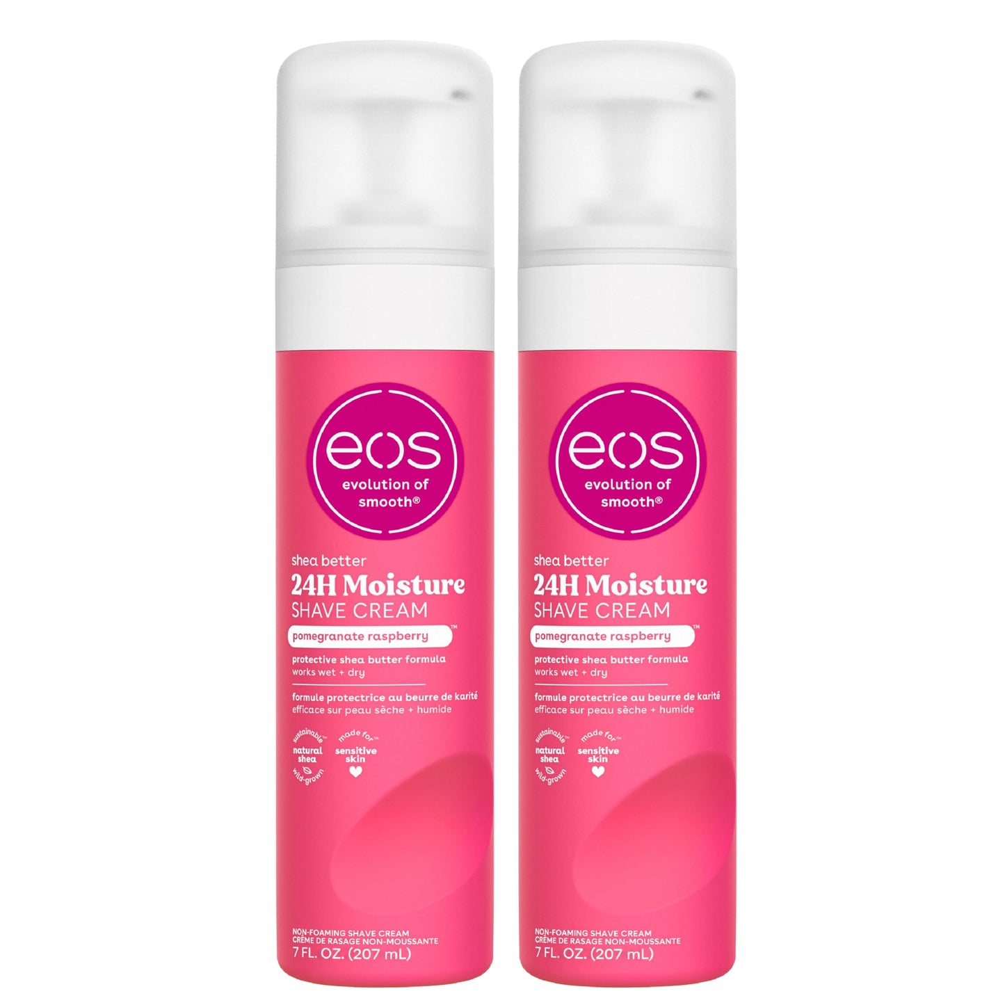 eos Shea Better Shave Cream- Pomegranate Raspberry, Shea Butter, Aloe Vera, 24H Moisturizing Shaving Cream for Women, 7 fl oz, 2-Pack Beauty and Personal Care eos