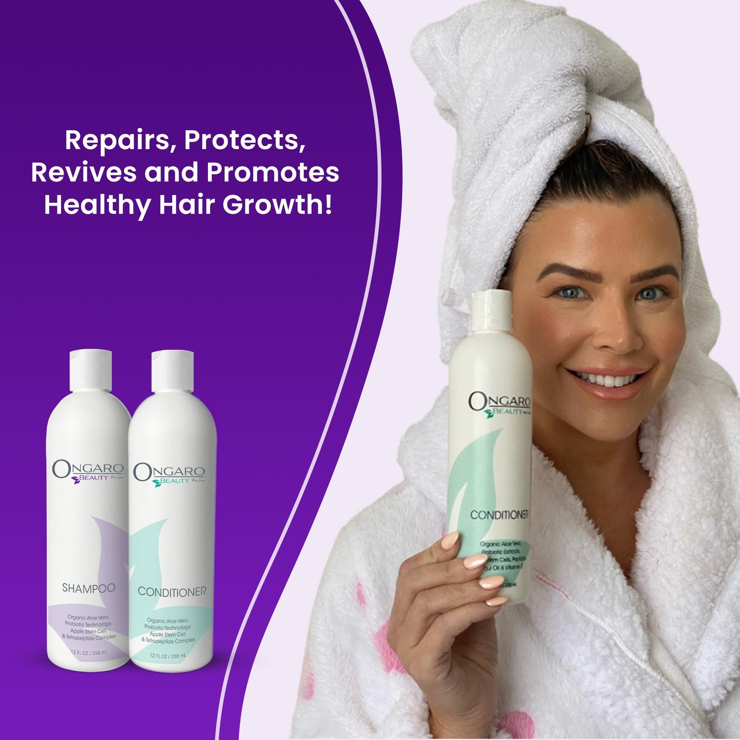 Ongaro Beauty Sulfate-Free Organic Shampoo and Conditioner Set for Women and Men, Hair Care with Aloe Vera - Cruelty-Free, Non-Toxic, Nourishing Beauty & Personal Care Ongaro Beauty