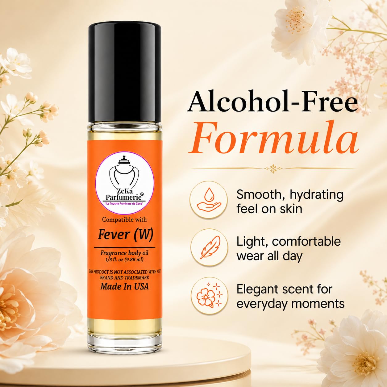 ZEKA PARFUMERIE Compare to Aroma compatible with Fever for Women Fragrance Body oil on 1/3 oz (9.86ml) Travel size Roll-On Botlle Beauty & Personal Care ZEKA PARFUMERIE