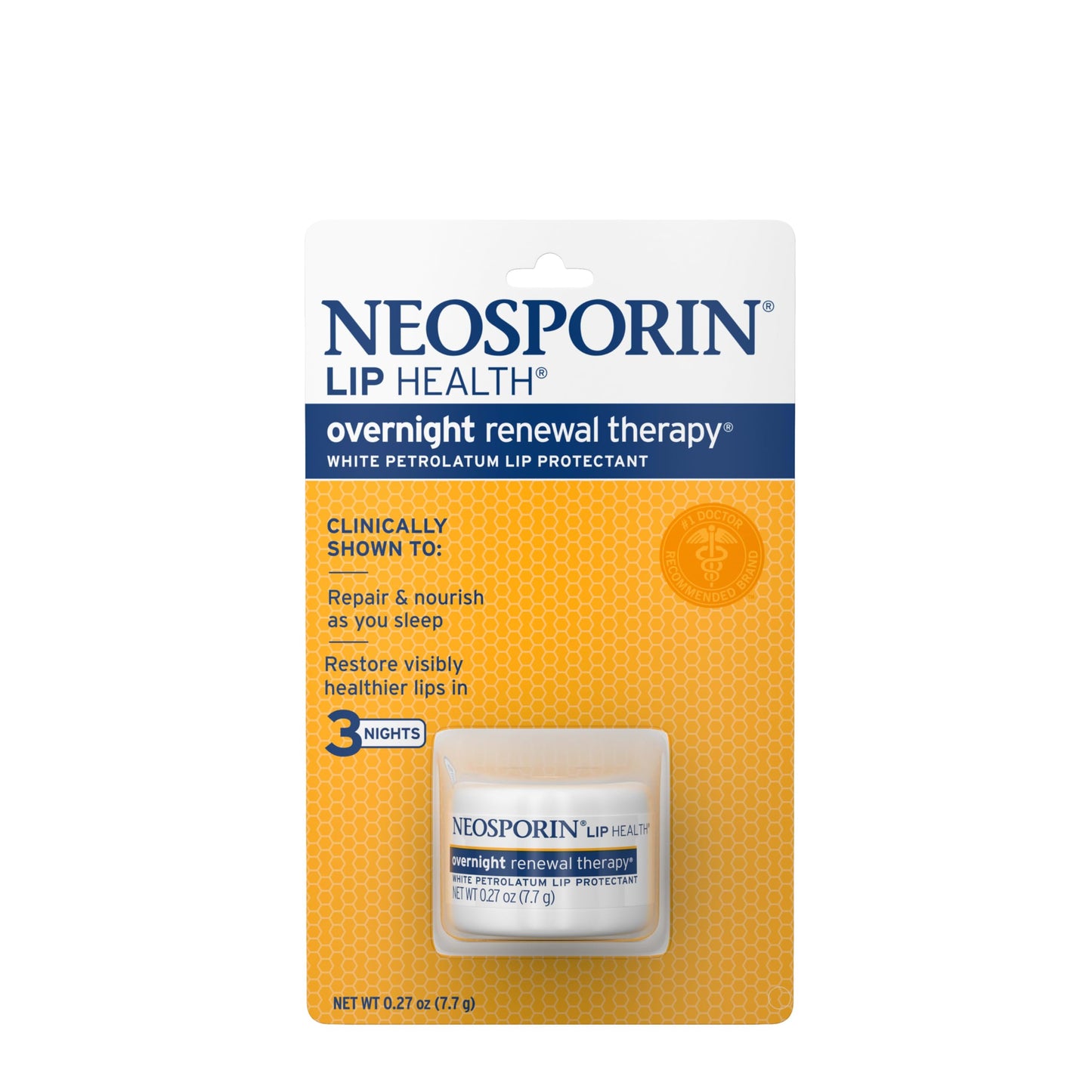 NEOSPORIN Lip Health Overnight Renewal Therapy White Petrolatum Lip Protectant, Nourishing Night Moisturizer to Repair Dry & Cracked Lips, Prevent Beauty and Personal Care Neosporin