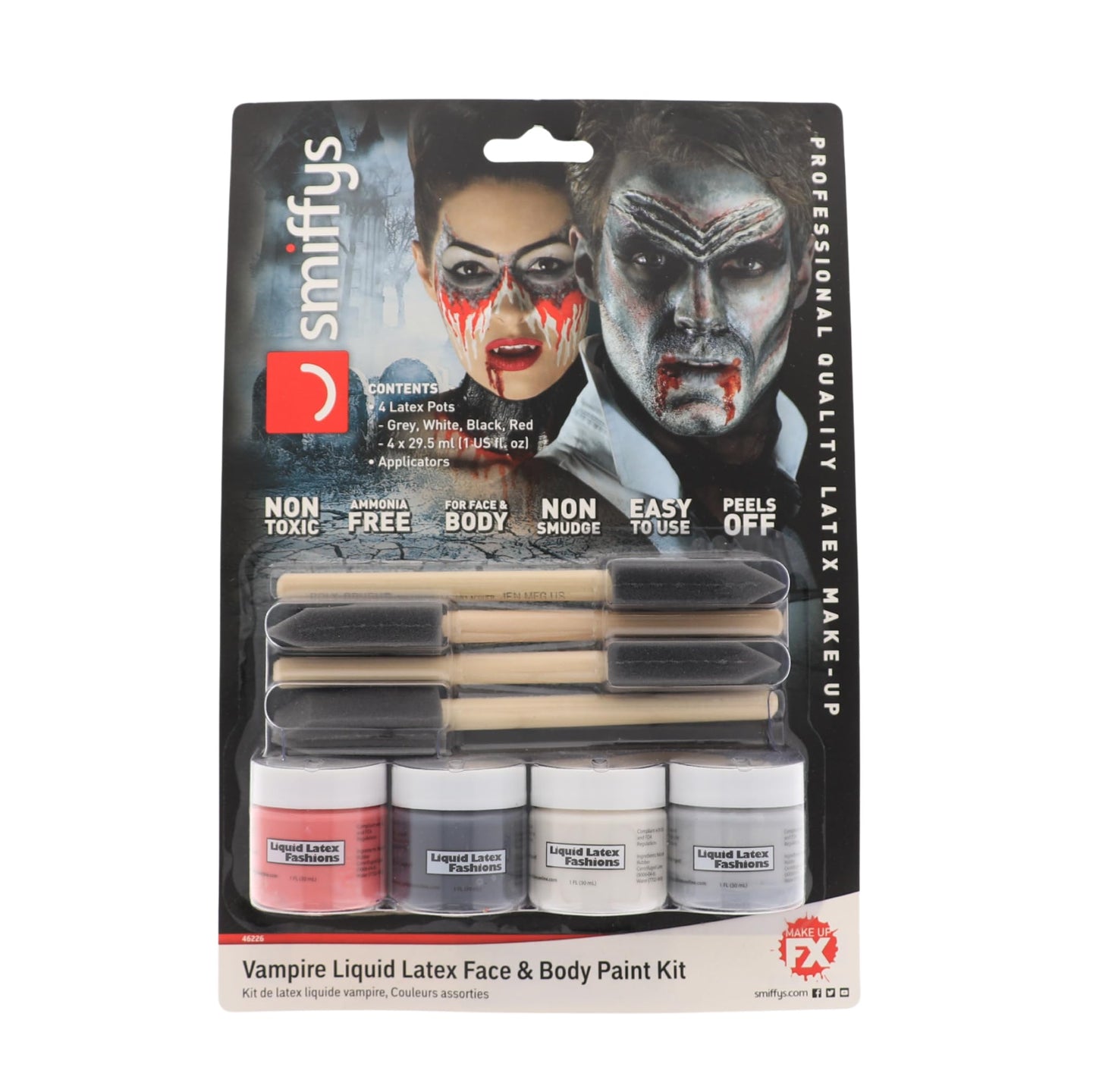 Vampire Liquid Latex Face and Body Paint Kit- 4-Pack 1 Ounce, 4 Brush-Set Special Effects, Art, Theater, Parties, Cosplays, Carnivals, and Flexible Beauty & Personal Care Liquid Latex Fashions