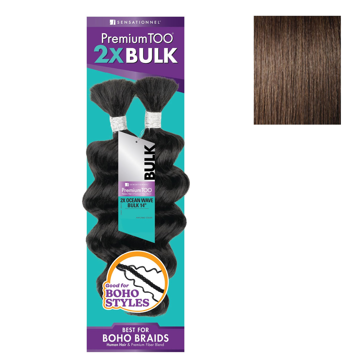 Sensationnel PremiumToo Bulk Weaving-2X Ocean Wave,1pk 14in, 4 MEDBROWN