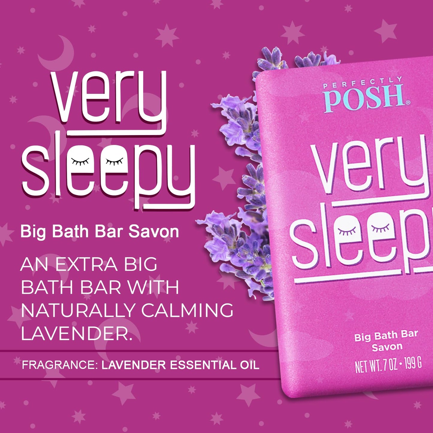 Perfectly Posh - Very Serene Big Bath Soap Bar - Soothing and Moisturizing Soap with Lavender & Shea Butter - for Rejuvenating Bath Time - 7oz Beauty & Personal Care Perfectly Posh