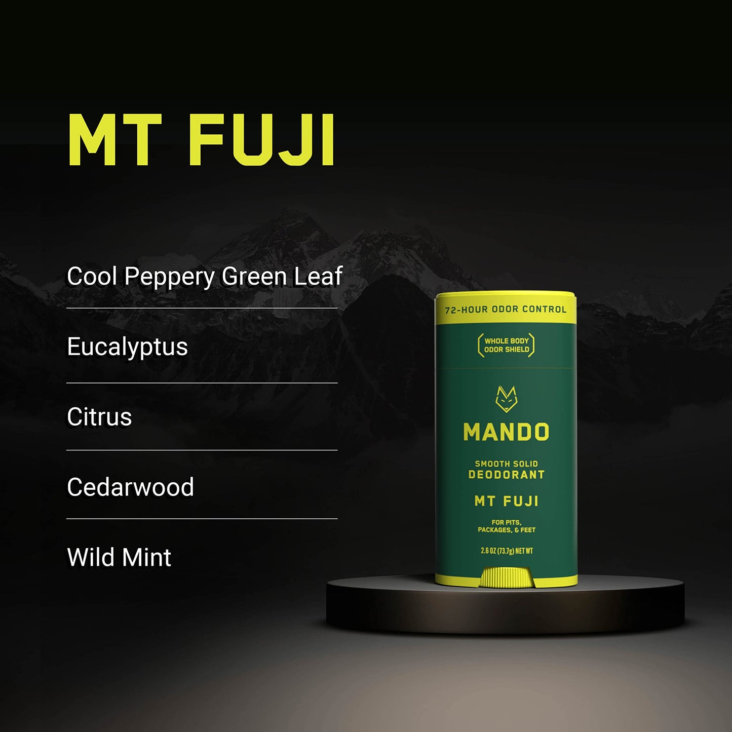 Mando Whole Body Deodorant For Men - Smooth Solid Stick - 72 Hour Odor Control - Aluminum Free, Baking Soda Free, Skin Safe - 2.6 Ounce (Mt Fuji) Beauty & Personal Care Mando