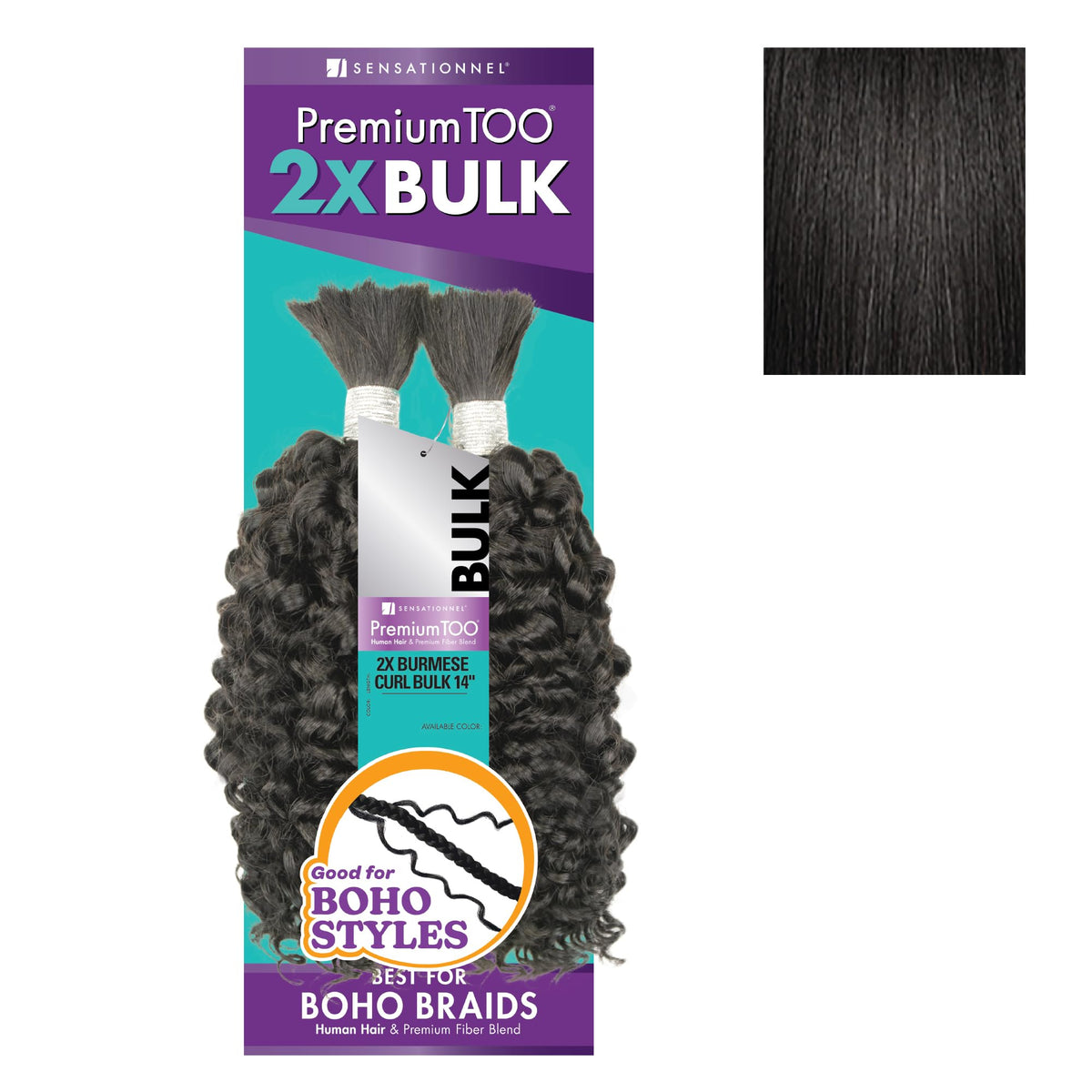 Sensationnel PremiumToo Bulk Weaving-2X Burmese Curl,14 inch, 1B OFFBLACK