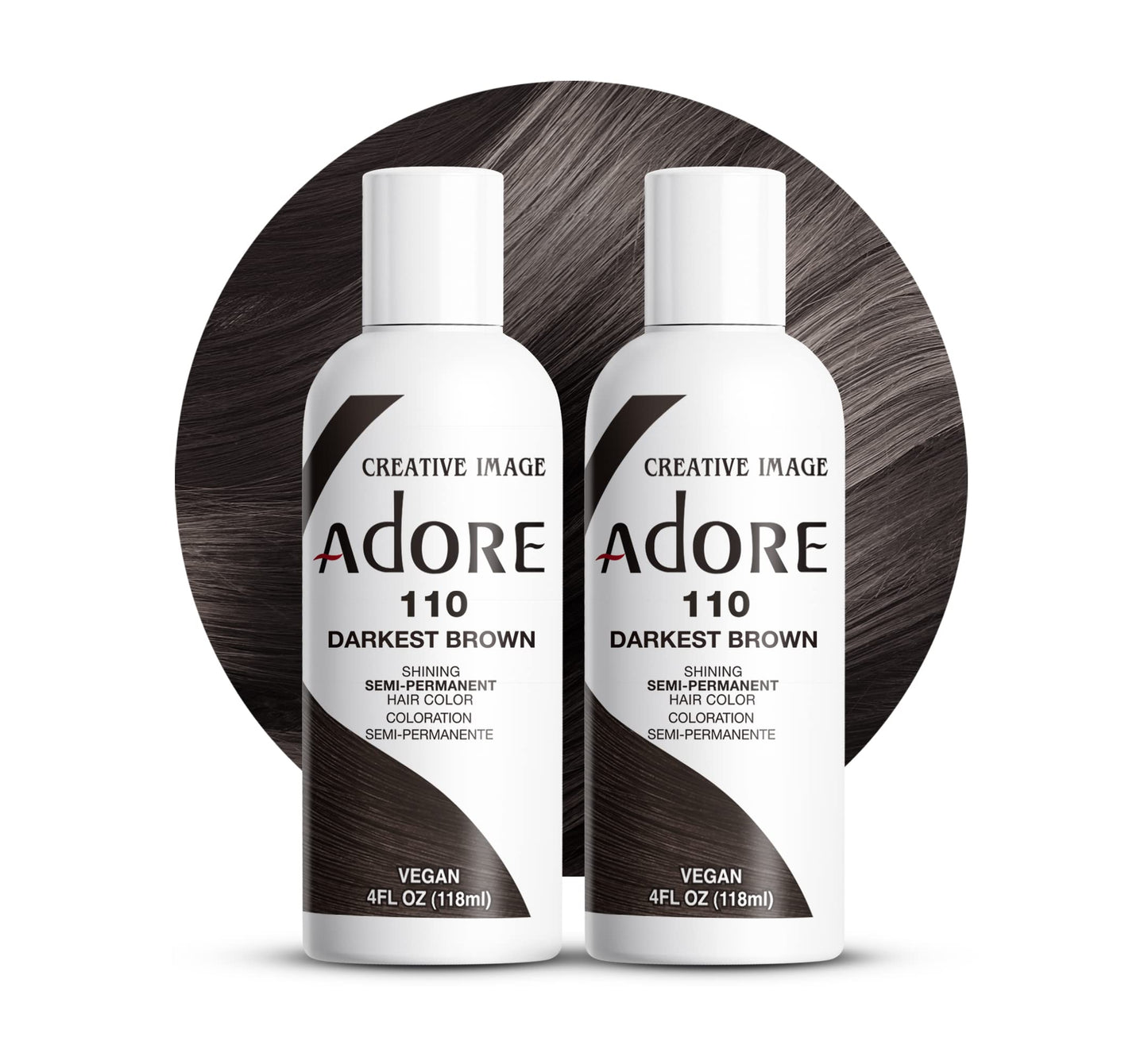 Adore Semi Permanent Hair Color (110 Darkest Brown) (2 Pack) | Vegan & Cruelty-Free Brown Hair Dye | No Ammonia, No Peroxide, No Alcohol | 4 Fl Oz Beauty & Personal Care Adore