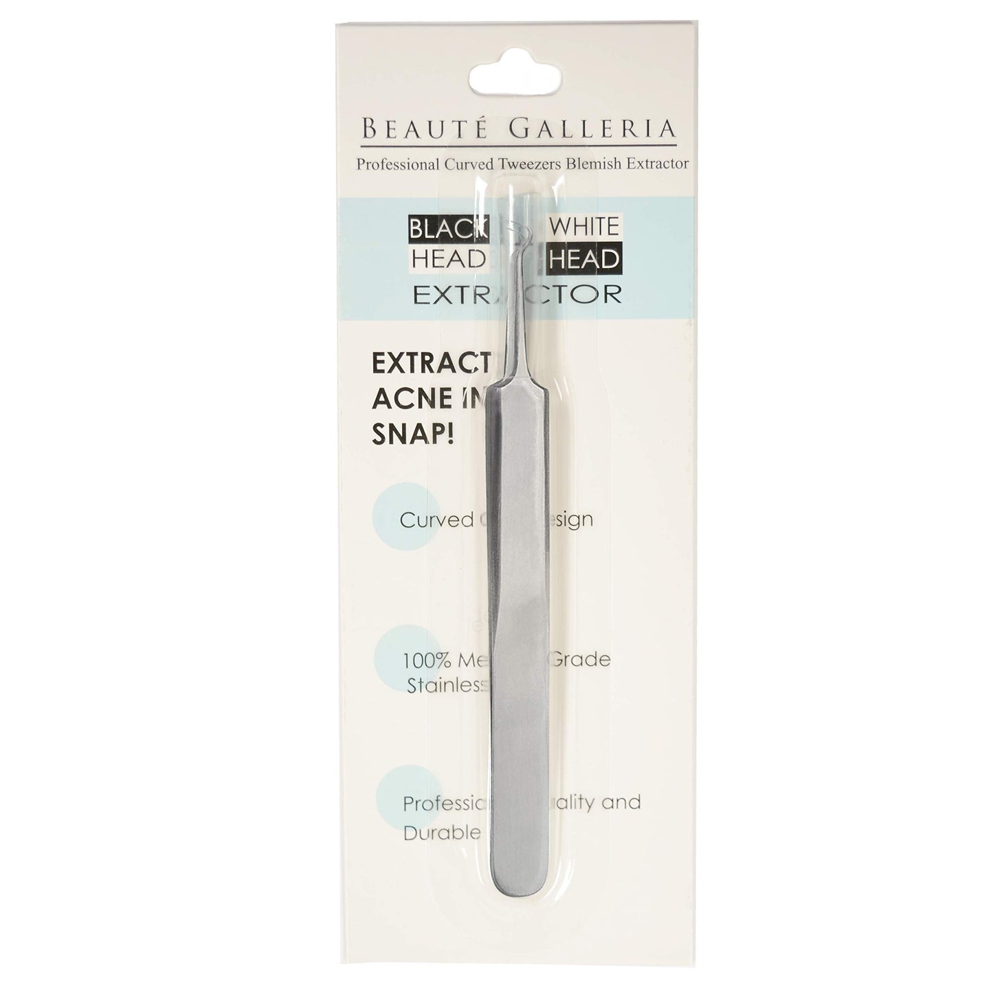 Beaute Galleria Premium Stainless Steel Bend Curved Blemish Extractor Tool for Remove Comedones Whitehead Blackhead Acne Pimple Beauty & Personal Care BEAUTÉ GALLERIA