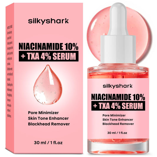 SilkyShark Niacinamide Serum (1 Fl Oz), 10% Niacinamide + 4% Tranexamic Acid Serum, Face Serums for Pore Minimizing, Dark Spots, Blackhead Removal Beauty & Personal Care SilkyShark