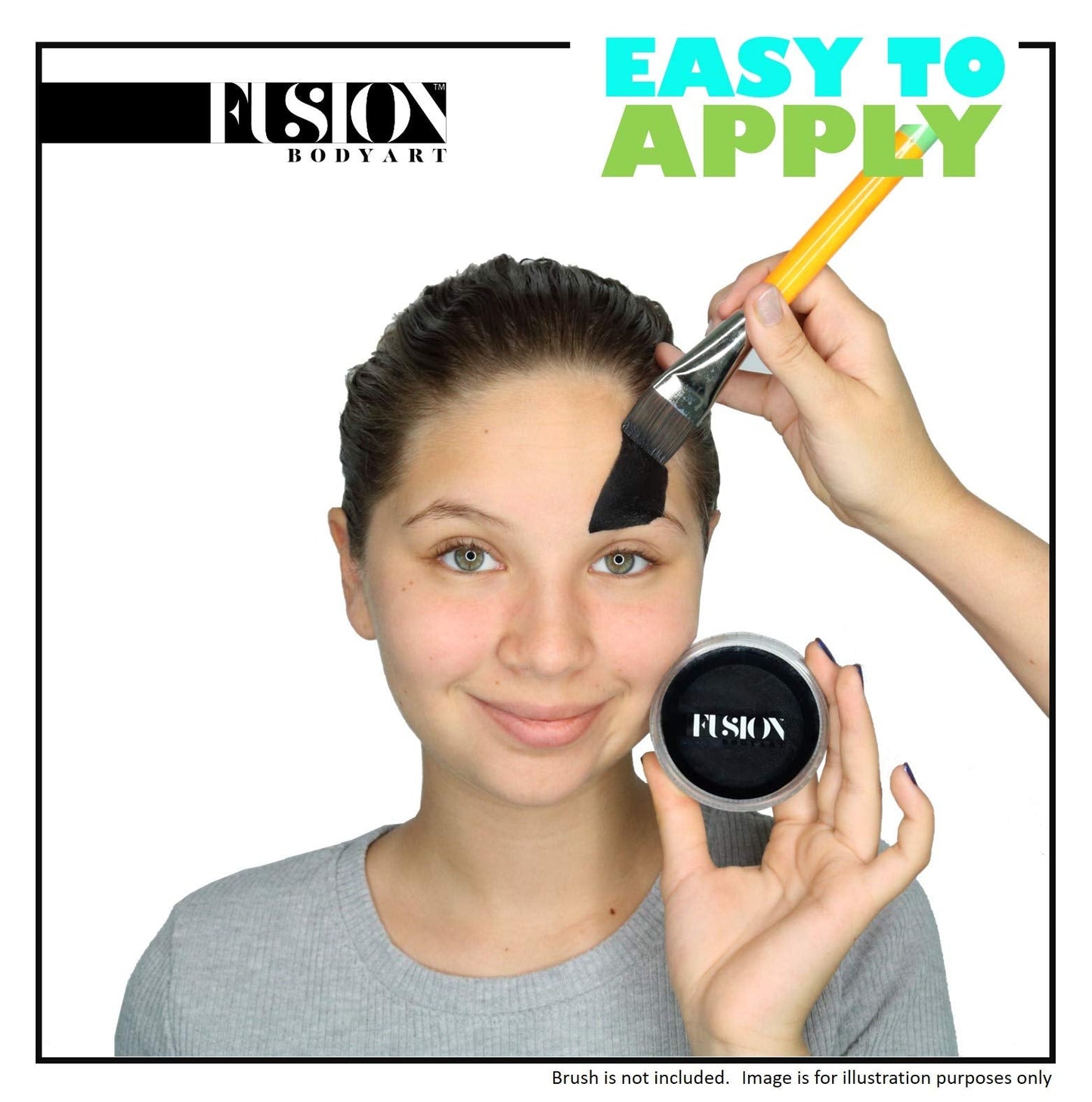 Fusion Body Art Pro Face Paint | Prime Strong Black (32gm), Professional Quality Water Activated Face and Body Paint Supplies Single Makeup Cake Beauty & Personal Care FUSION BODY ART
