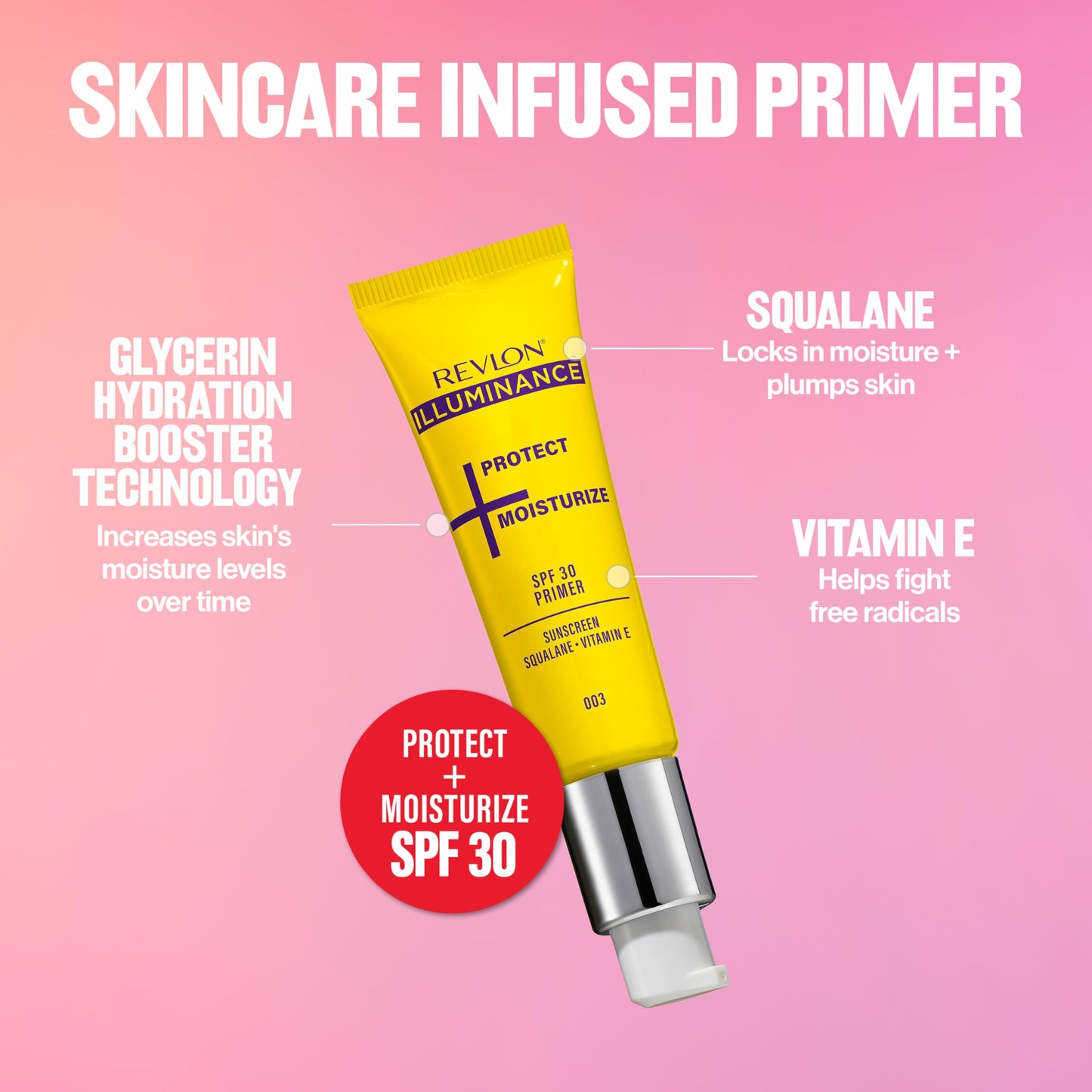 Revlon Illuminance Moisturizing Primer with SPF 30, Face Makeup Primer with Sunscreen, Squalane & Vitamin E, No White Cast, Transparent Finish, 003 Beauty & Personal Care REVLON
