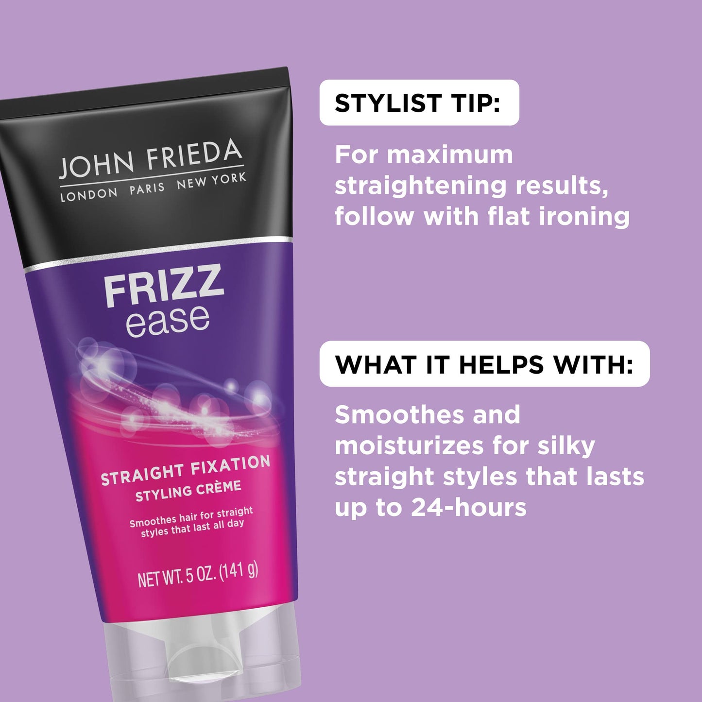 John Frieda Frizz Ease Straight Fixation Styling Crème, Straightens Frizzy Hair with Milk Protein & Almond Oil, Sleek & Frizz-Free, with ThermaGuard Beauty & Personal Care John Frieda
