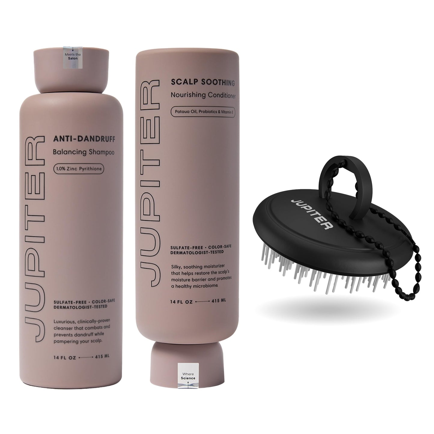 Jupiter Balancing Shampoo, Nourishing Conditioner, and Scalp Scrubber for Men & Women - Clarifying Cleanse for Oily, Dry & Sensitive Scalp - Hydrates Beauty & Personal Care Jupiter
