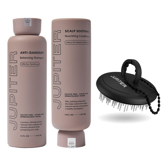 Jupiter Balancing Shampoo, Nourishing Conditioner, and Scalp Scrubber for Men & Women - Clarifying Cleanse for Oily, Dry & Sensitive Scalp - Hydrates Beauty & Personal Care Jupiter