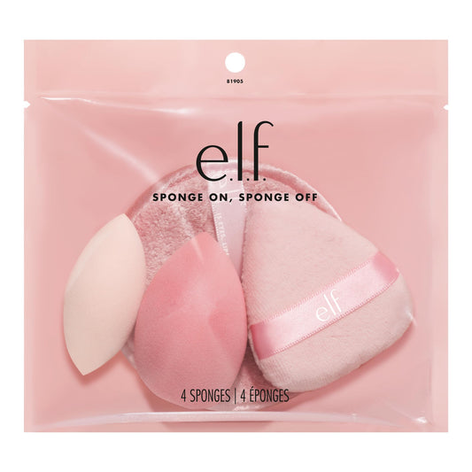 e.l.f. Sponge On, Sponge Off Kit, Four-Piece Makeup Sponge Set For Flawlessly Applying, Blending & Removing Face Makeup, Vegan Beauty & Personal Care e.l.f.