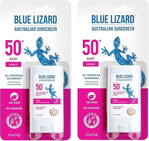 Blue Lizard BABY Mineral Sunscreen Stick with Zinc Oxide, SPF 50+, Water Resistant, UVA/UVB Protection - Easy to apply, Fragrance Free.5 oz (Pack Beauty & Personal Care Hoiyen