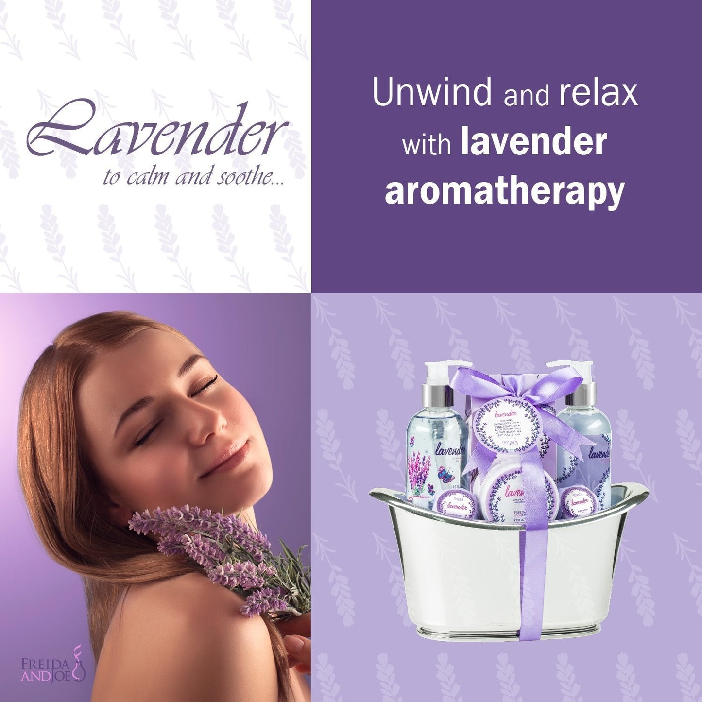 Aromatherapy Essentials Spa Set for Women in Large Silver Tub Bath Set Includes 2 Bath Bombs, Body Lotion, Bath Salts, Shower Gel, and Bubble Bath Beauty & Personal Care Freida and Joe