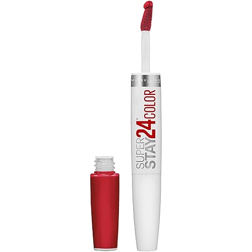 Maybelline Super Stay 24, 2-Step Liquid Lipstick Makeup, Long Lasting Highly Pigmented Color with Moisturizing Balm, Optic Ruby, Ruby Red, 1 Count Beauty & Personal Care MAYBELLINE