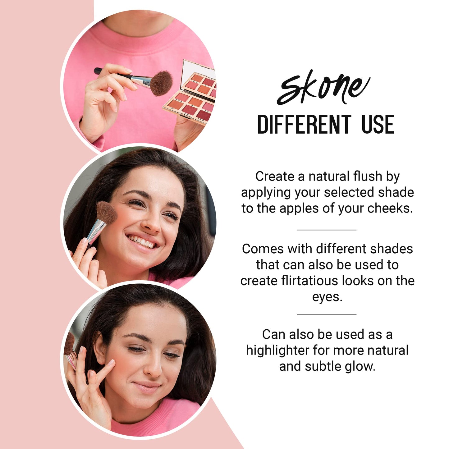 Skone Flushed & Flirtatious Make up Blush Palette - Blush Makeup as Eyeshadow, Blush, Highlighter in One Palette - Matte & Shimmer Glow of Pink Beauty & Personal Care Skone