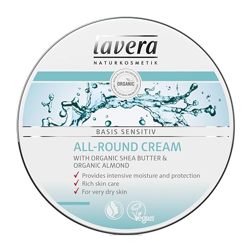 lavera Basis Sensitive All Purpose Cream - Body Cream with Aloe Vera & Almond Oil - Intensive Care for Dry Skin - Moisturizing Face Cream - PETA Beauty & Personal Care lavera