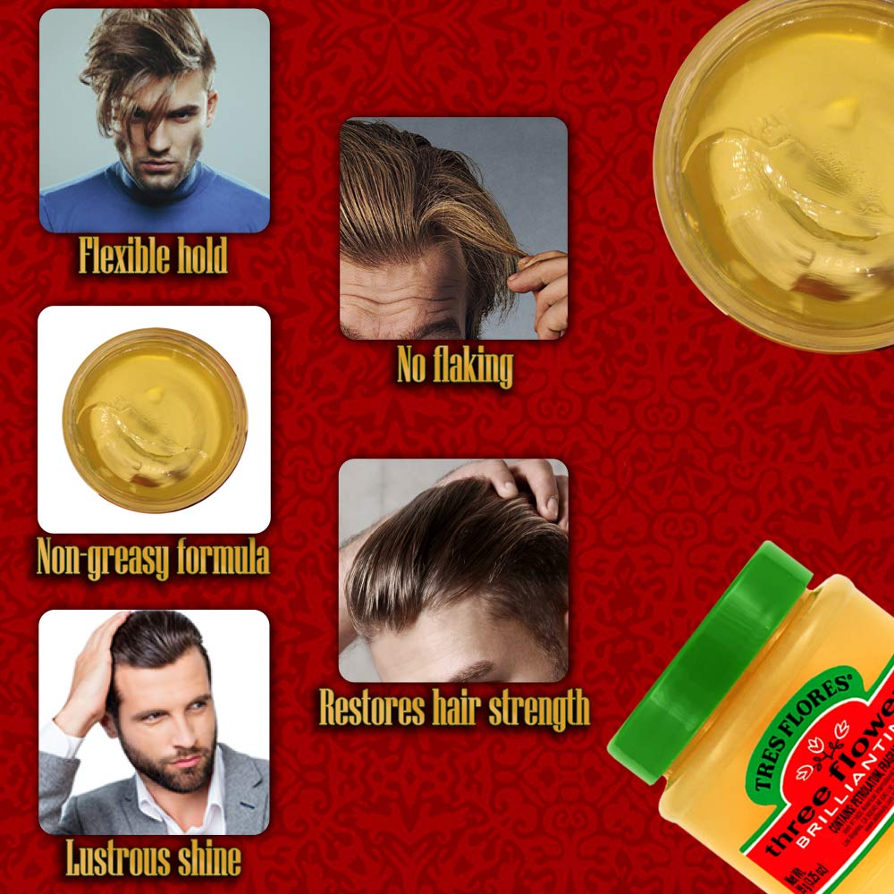 Three Flowers Solid Brilliantine Pomade, Men Hair Styling, 2 pack Beauty & Personal Care Three Flowers