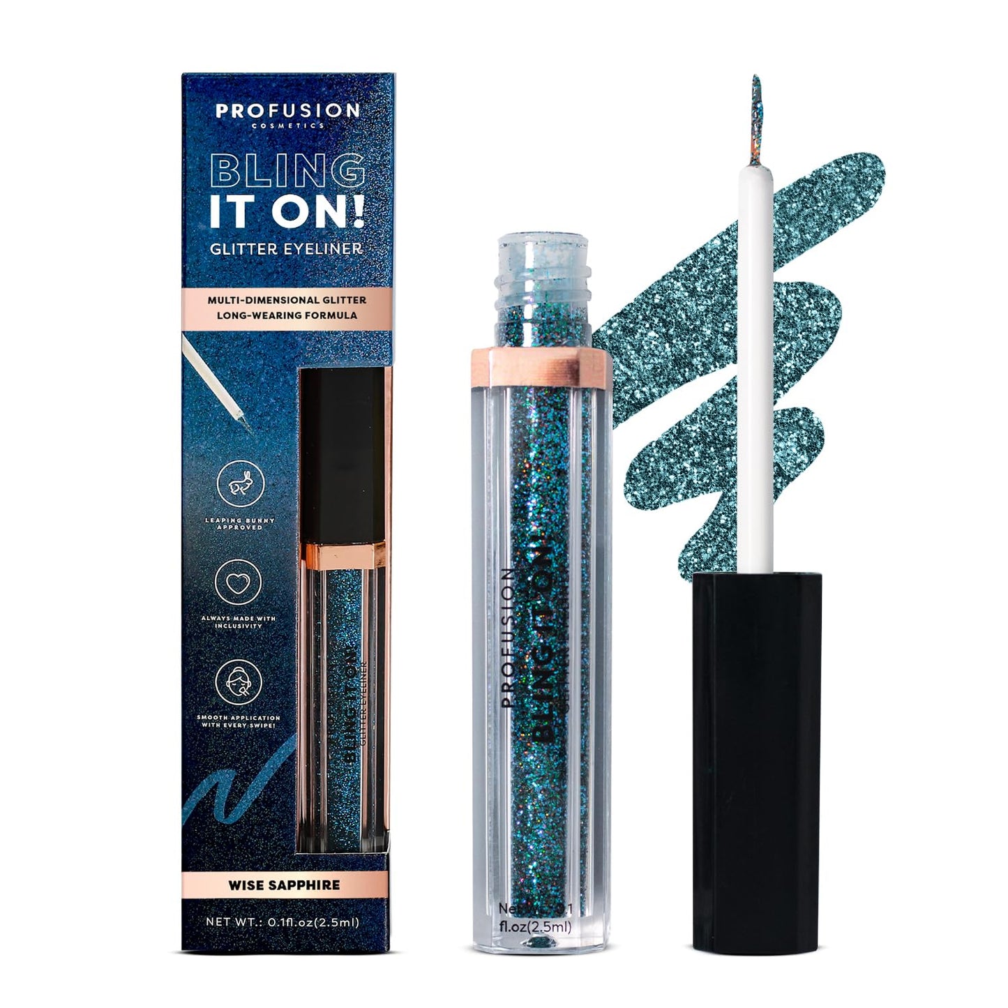 Profusion Cosmetics Bling It On! Glitter Eyeliner - Multi-Dimensional Liquid Liner with a Long-Wearing Formula Delivers a High-Impact, Multi-Use… Beauty & Personal Care Profusion Cosmetics